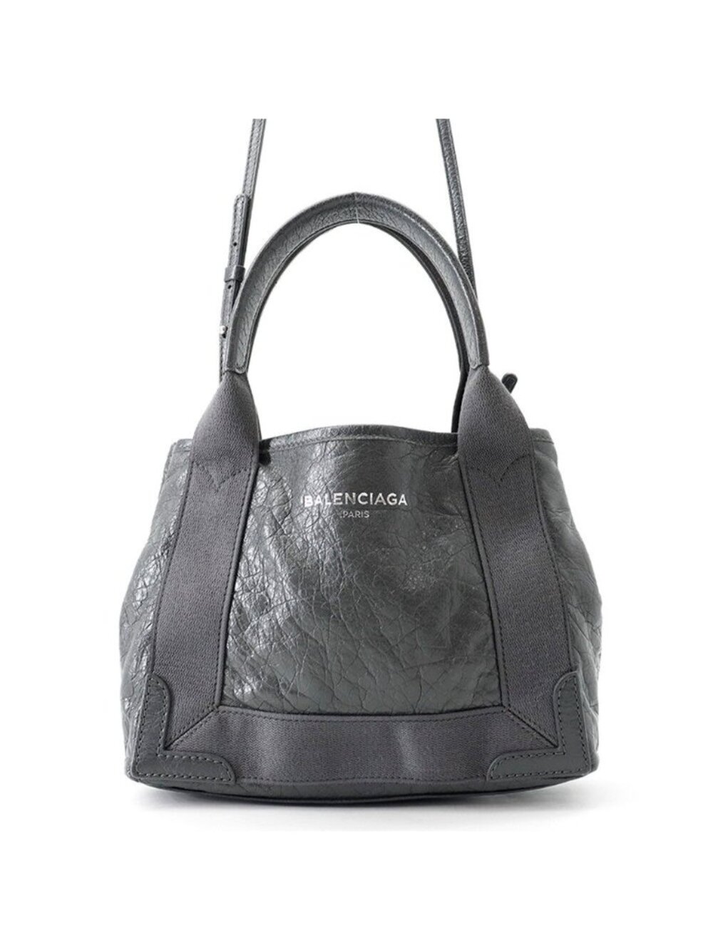 Balenciaga Handbag Navy Cabas XS Leather 2-Way